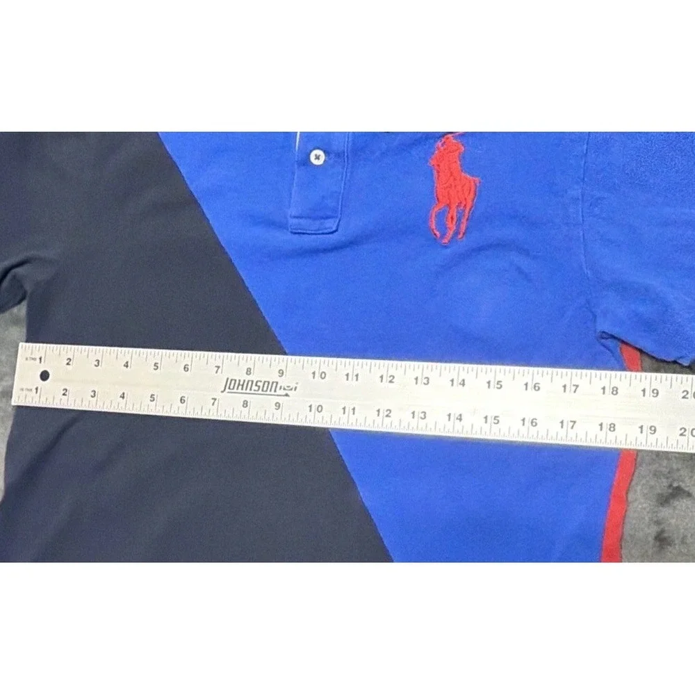 Polo Ralph Lauren Big Pony Rugby Shirt Red Navy #3 Short Sleeve Youth XL (18-20)